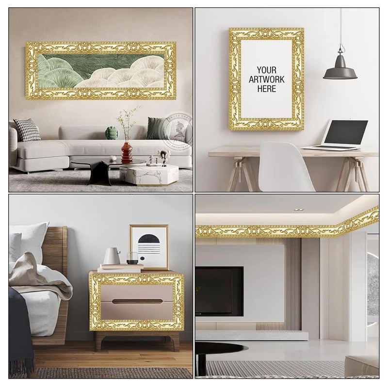 Leenevs Flexible Wall Trim, 16.4 Feet Self-Adhesive Peel & Stick Molding, Cabinet Border, Mirror Frame Trim for Home Decor (Champagne Gold) - Image 5